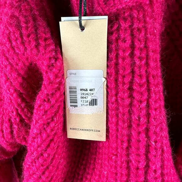REBECCA MINKOFF Neon Pink Bold Heavy Knit Pullover Sweater Jumper Valerie M NWT - Picture 5 of 9